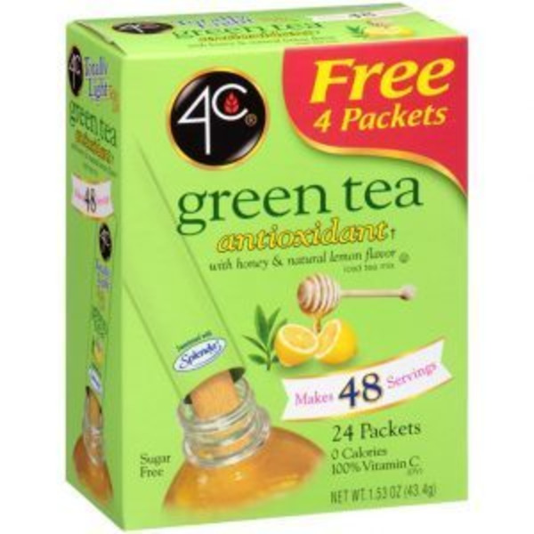 4C Foods Iced Tea Mix, Sugar Free, Green Tea with Honey Same-Day