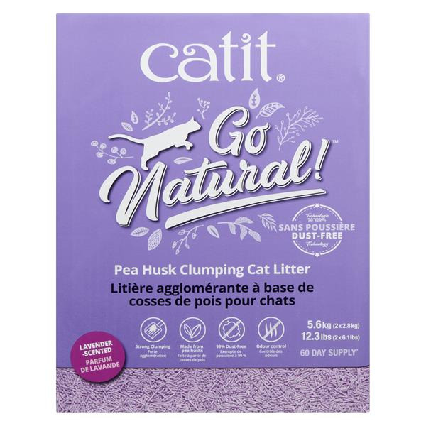 Catit Go Natural Pea Husk Clumping Cat Litter Lavender-Scented 2 x 2.8 ...