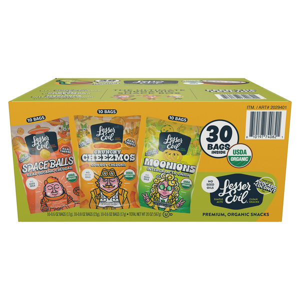 Lesser Evil Organic Snack Variety Pack, 20 oz