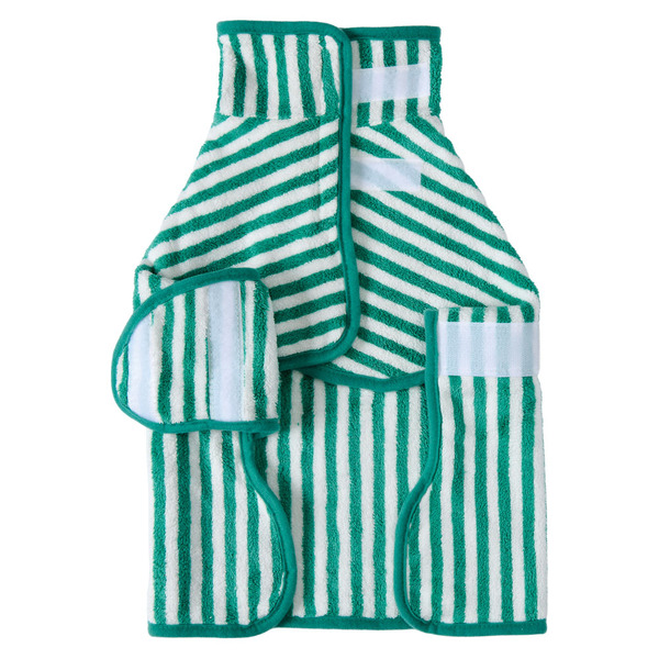 Heart to Tail Emerald Stripe Wearable Pet Towel - M