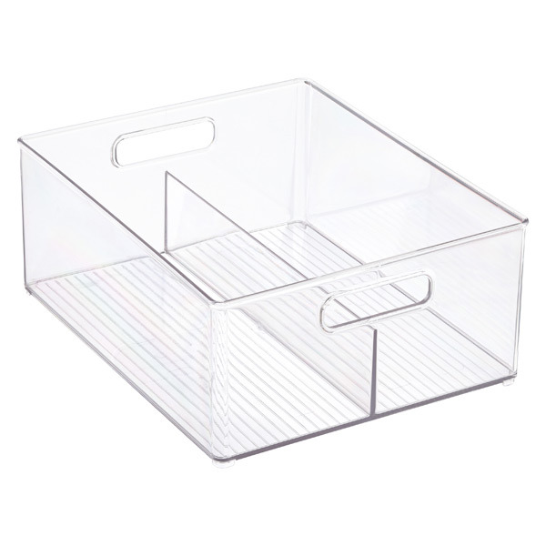 iDesign Linus Deep Divided Stacking Bin - Clear - 12" x 14-1/2" x 6" H