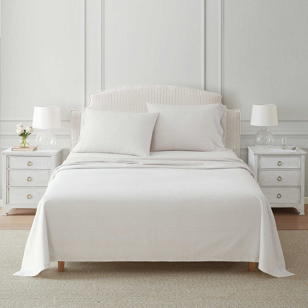 Martha Stewart 4-Piece Gingham Sheet Set, King - Beige