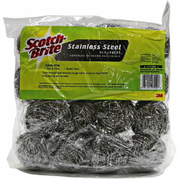 3M Scotch-Brite Stainless Steel Scrubbers, 16-count