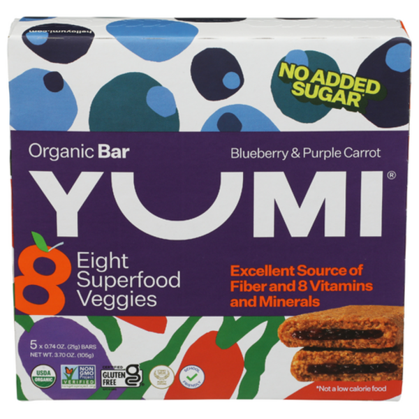 Yumi Organic Blueberry & Purple Carrot Superfood Veggie Bars 5 Pack