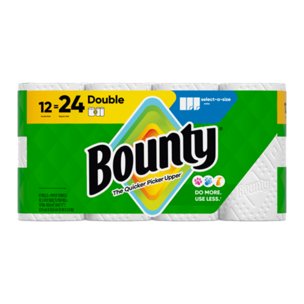 Bounty Paper Towels - Double Rolls, 82 sheets per roll - 12 rolls