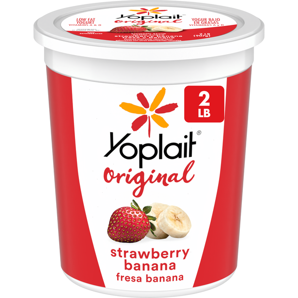 Yoplait Original Smooth Style Strawberry Banana Low Fat Yogurt Tub