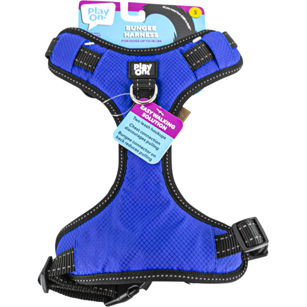 Play On Bungee Dog Harness, Small - Blue