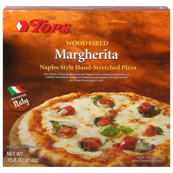 TOPS Wood Fired Margherita Naples Style Hand-stretched Pizza Same