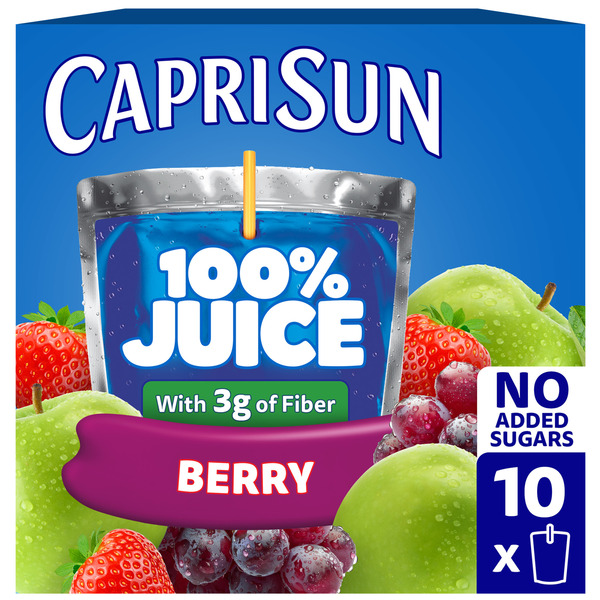 Capri Sun Berry Naturally Flavored Kids Juice Blend Drink Pouches