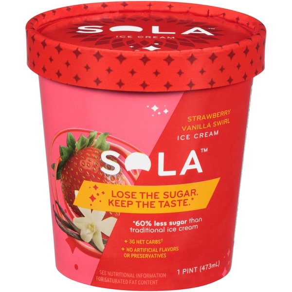 Sola Ice Cream, Strawberry Vanilla Swirl (1 pt) Instacart