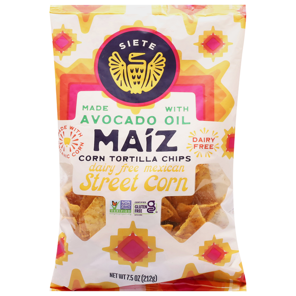 Siete Corn Tortilla Chips, Dairy Free, Mexican Street Corn