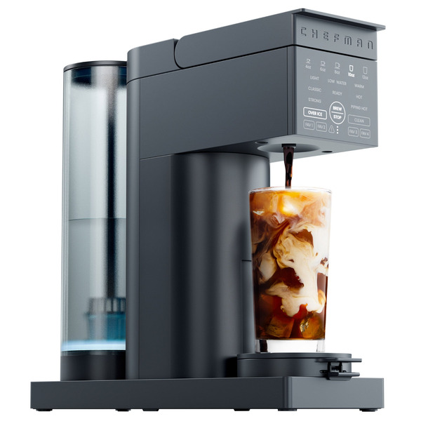Chefman Caffeinator Single-Serve Coffee Machine, Ground & K-Cup Compatible, Iced Coffee Function