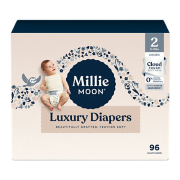 Millie Moon Unisex Luxury Size 2 Diapers (12-18 lbs (5-8 kg))