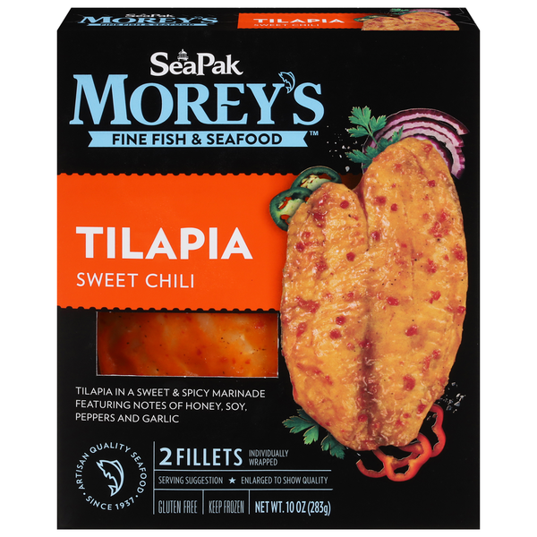 Tilapia Tin Foil Packets SeaPak Morey's Tilapia, Sweet Chili Same
