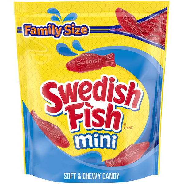 SWEDISH FISH Mini Soft & Chewy Gummy Candy, Family Size, Bulk Candy 28.8 oz