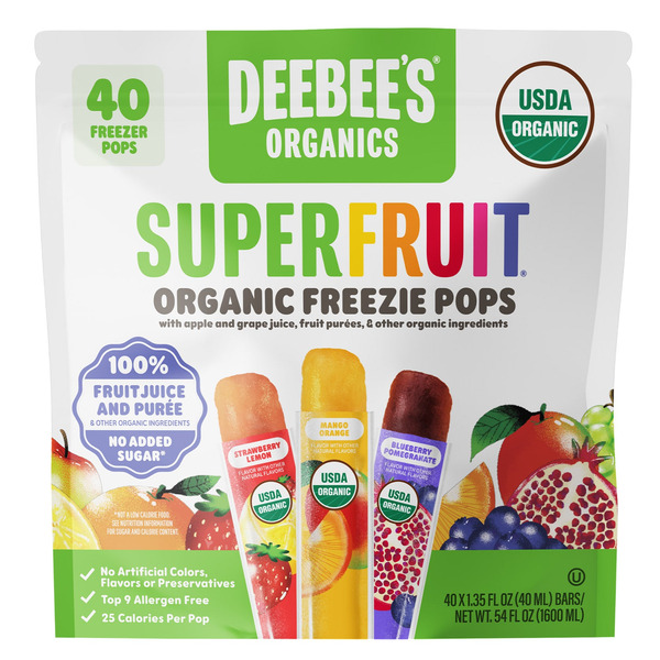DeeBee's Organics Deebee's Organic Superfruit Freezie Pops Variety Pack, 1.35 fl oz, 40-count