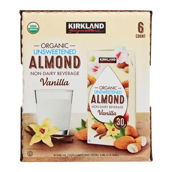 Organic Unsweetened Vanilla Almond Beverage, 6 x 946 ml
