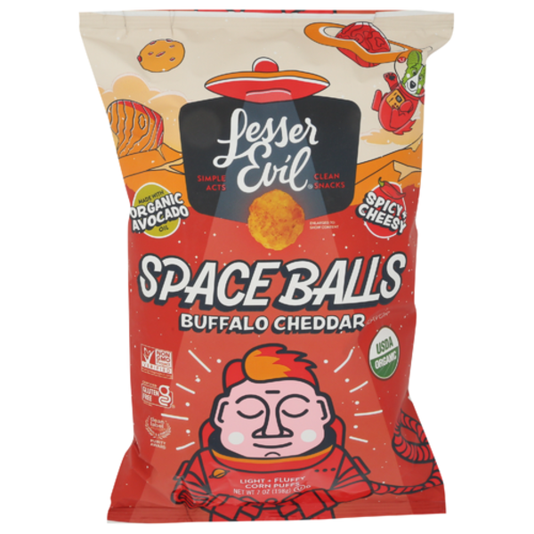 Lesser Evil Organic Buffalo Cheddar Space Balls Party Size