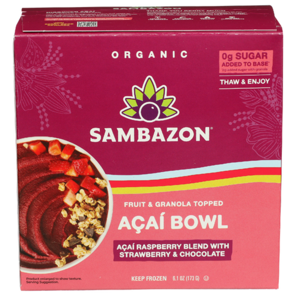 Sambazon Organic Raspberry Strawberry Chocolate Acai Bowl