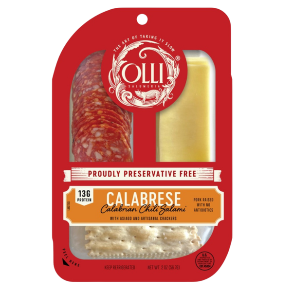 Oll Salumeria Snack Pack, Calabrese Salami, Asiago Cheese Artisanal Crackers