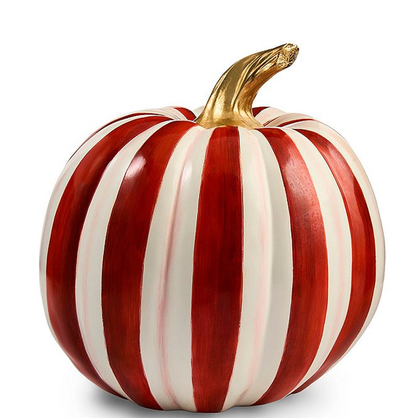 Mac Kenzie-Childs Harvest Medium Stripe Glossy Pumpkin Decor