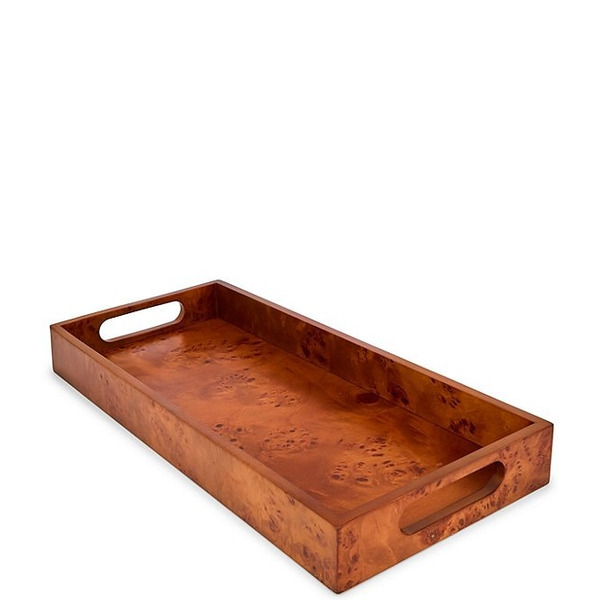 Southern Living Rectangular Burl Serving Wood Tray with Handles