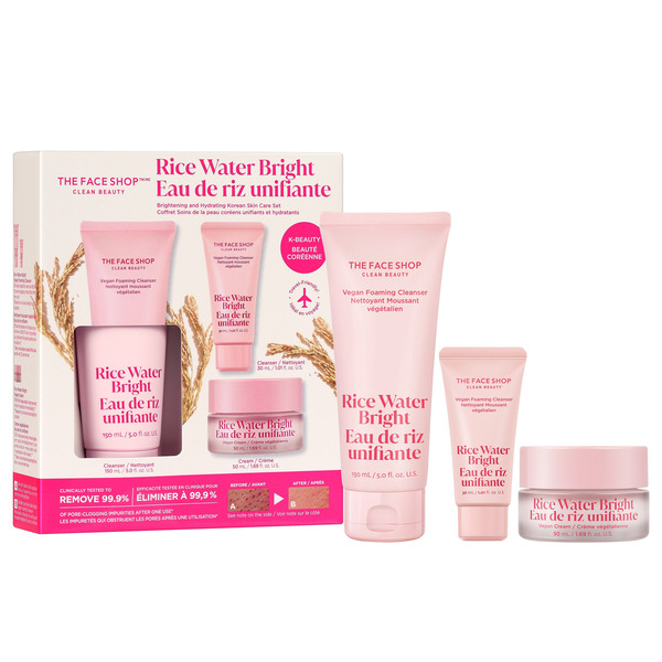 THE FACE SHOP Rice Water Bright Vegan Brightening & Hydrating Skin Care Set