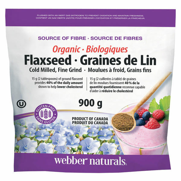 Webber Naturals Organic Cold Milled Ground Flaxseed, 900 g