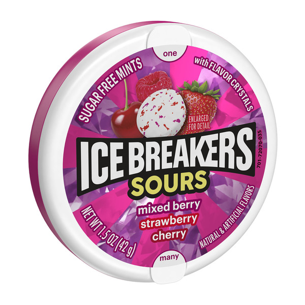 ICE BREAKERS Sours Assorted Fruit Flavored Sugar Free Mints Tin