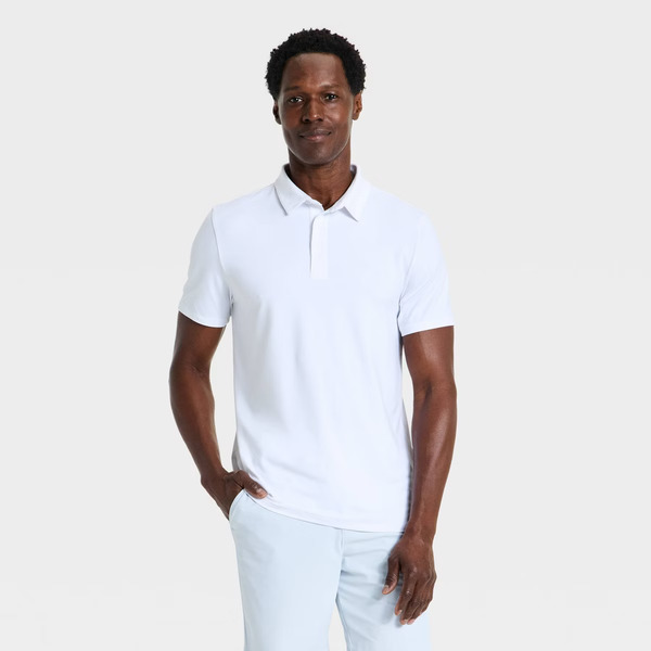 All In Motion Men's Jersey Polo Shirt, XS - True White