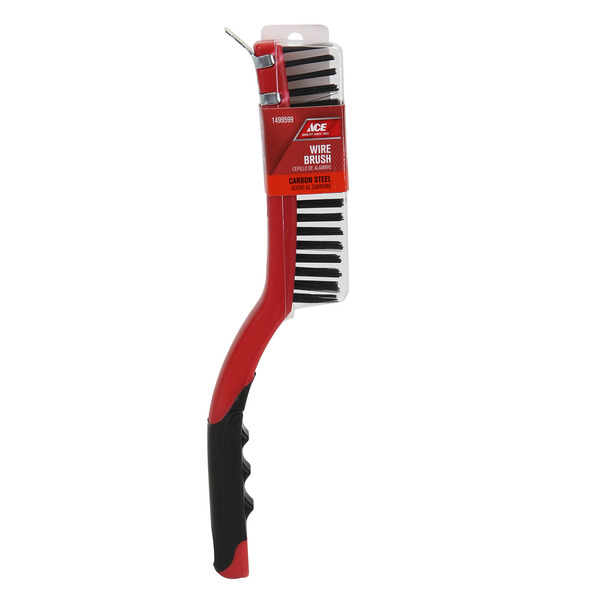 ACE 3" x 19" L Soft Grip Steel Wire Brush With Scraper