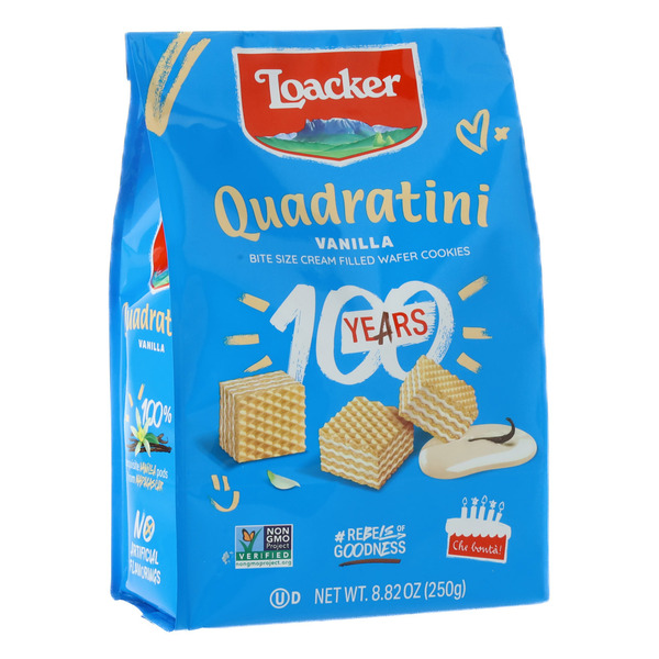 Loacker Quadratini Vanilla, NON-GMO Bite-size Wafer Cookies