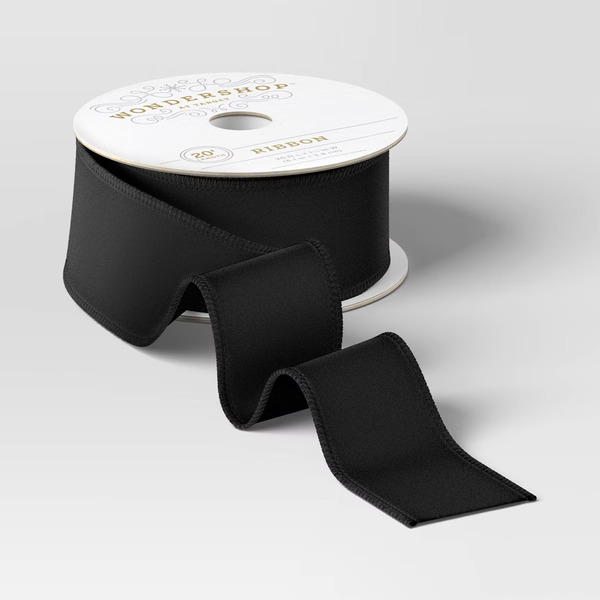 Archer Farms Velvet Fabric Christmas Ribbon, 1.5 Inch x 20 Feet - Black
