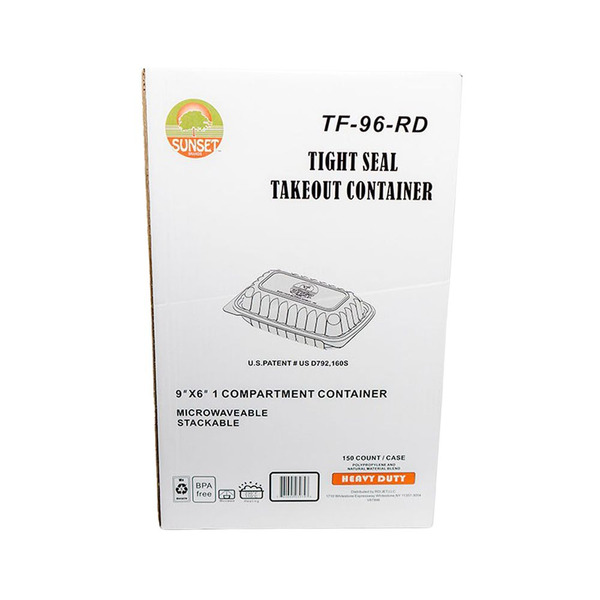 Sunset - TF-96-RD - 9x8" Hinged TFPP Container - 150 ct