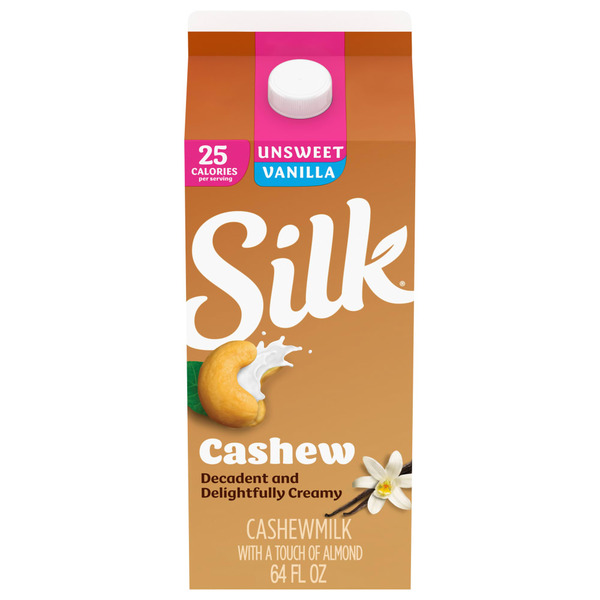 Silk Unsweet Vanilla Cashew Milk, Dairy Free, Gluten Free, Soy Free