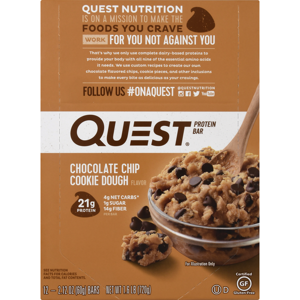 Quest Quest Protein Bar, Chocolate Chip Cookie Dough (2.12 oz) from Safeway Instacart