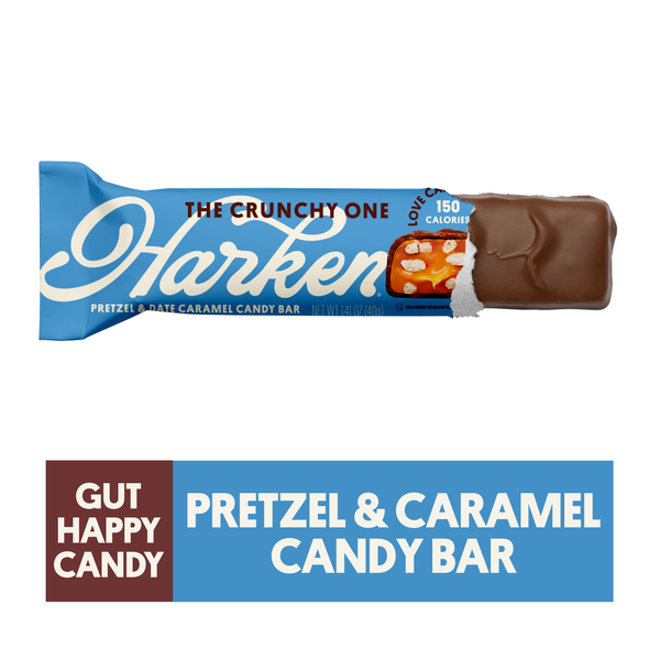 Harken Pretzel, Caramel & Chocolate Candy Bar, No Sugar Added