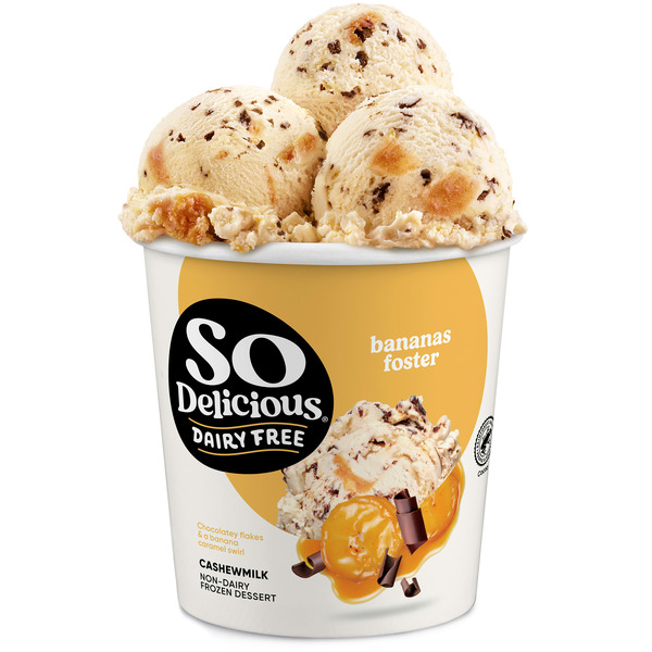 So Delicious Cashew Milk Frozen Dessert, Bananas Foster, Dairy