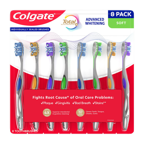 Colgate Total Advanced Whitening Toothbrush, 8-count