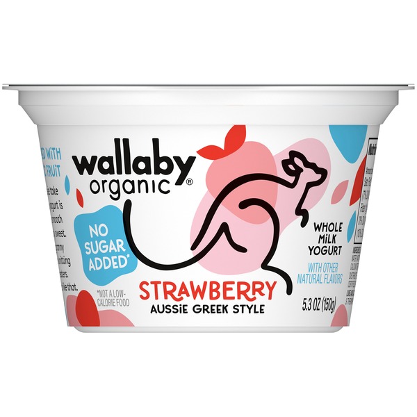 Wallaby Organic No Sugar Added Aussie Greek Strawberry Rose Whole Milk