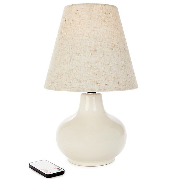 Southern Living Customizable Lamp Collection Small Ceramic Round Cordless Rechargeable Table Lamp