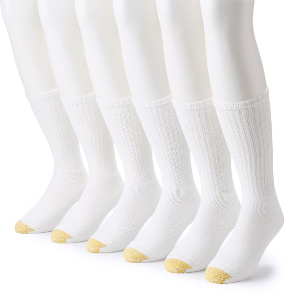 GOLDTOE Men's GOLDTOE® 6-pack Harrington Extended Sizes Crew Socks, Size: 12-16, White