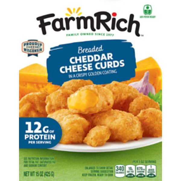 Farm Rich Breaded Wisconsin Cheddar Cheese Curds in a Crispy Coating