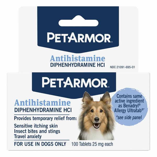 Pet Armor Antihistamine, Diphenhydramine HCI, 25 mg, Tablets