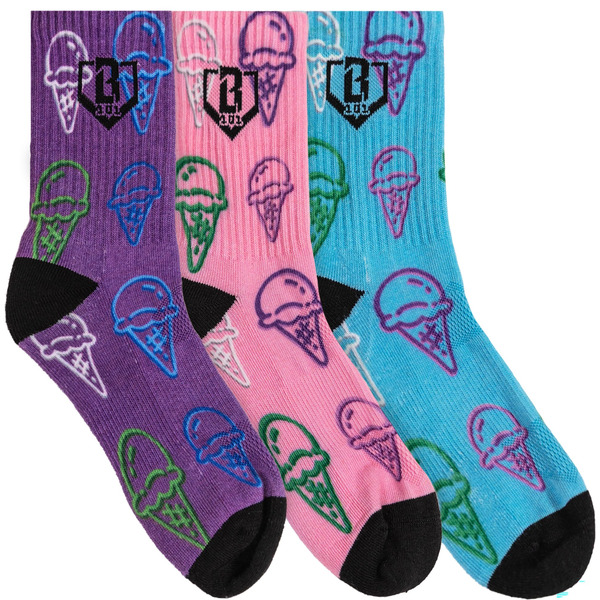Baseball Lifestyle 101 Men's Scoops Performance Socks, L, 3 Pack - Multi