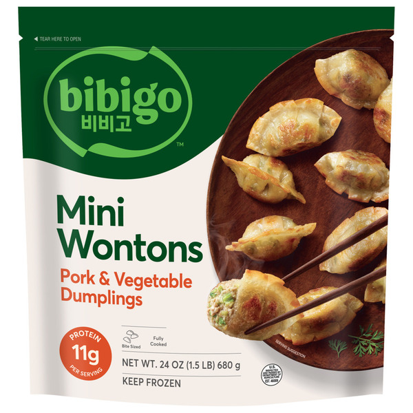 Bibigo Frozen Mini Wontons Pork & Vegetable Dumplings Same-Day