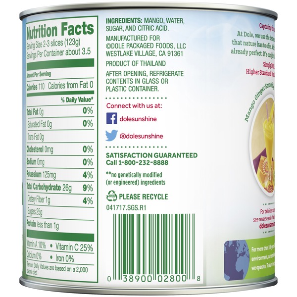 DOLE CANNED PEACHES NUTRITION FACTS visual data 5