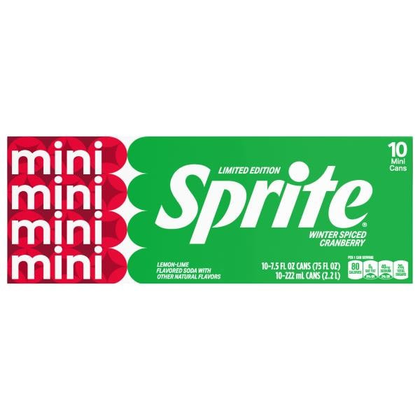 Sprite Winter Spiced Cranberry Caffeine Free Soda Fridge Pack Mini Cans ...