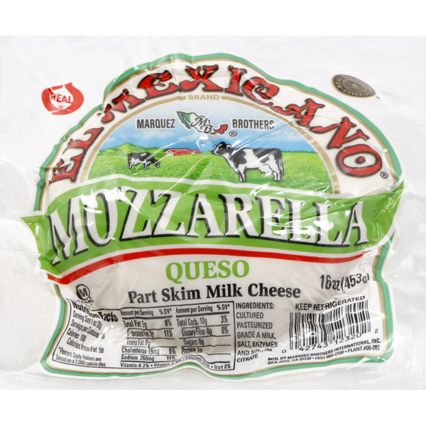 El Mexicano Cheese, Mozzarella, Part Skim Milk