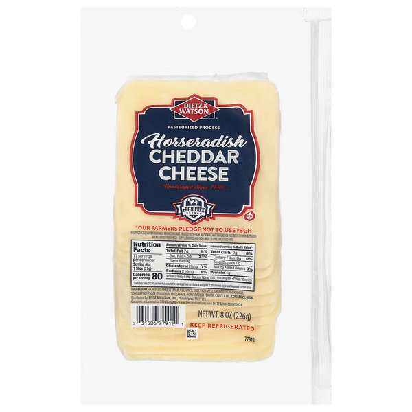 Dietz & Watson Horseradish Cheddar Cheese, Pre-Sliced Same-Day